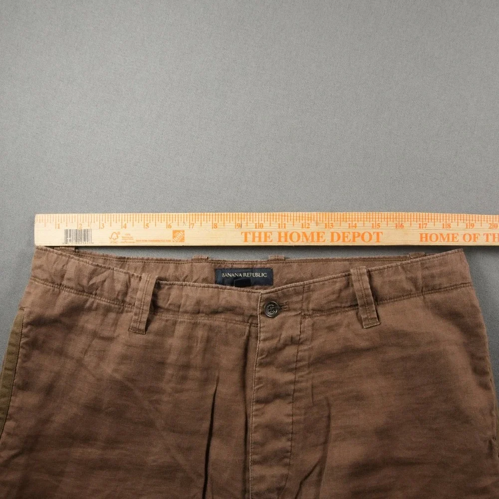 Banana Republic Linen Wide Leg Relaxed Pants Womens 38x30 Brown Trousers